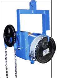 Detail of a custom-made 5-gallon below hook for drum handling.