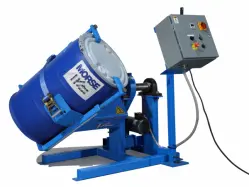 Drum tumbler machine used to mix contents of a large drum quickly and efficiently.