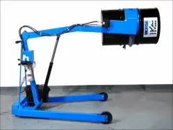 A Blue Hydra-Lift Karrier with Extended Reach, extending a black barrel