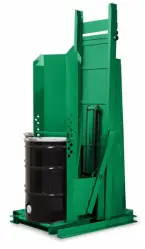 Green dual stage high level station drum dumper from Stewart Handling