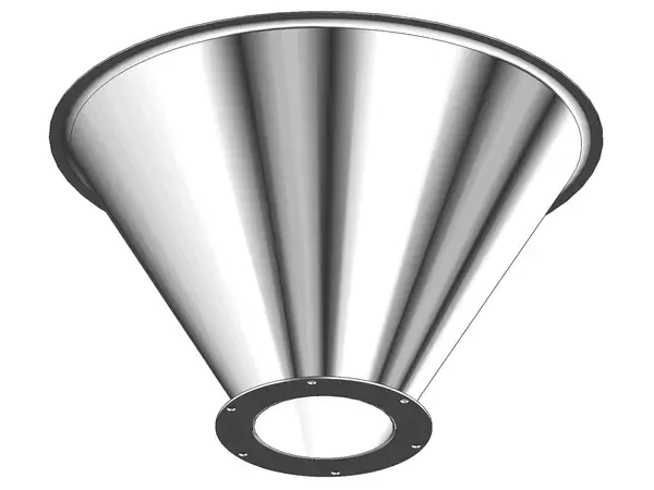 Stainless Steel Drum Cone with Valve Flange, but No Valve. 60 Degree, Size #19 5SS-VF-60-19