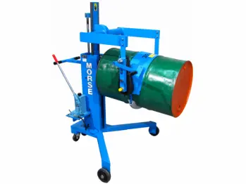 Drum Palletizers with Geared Tilt to control drum pouring